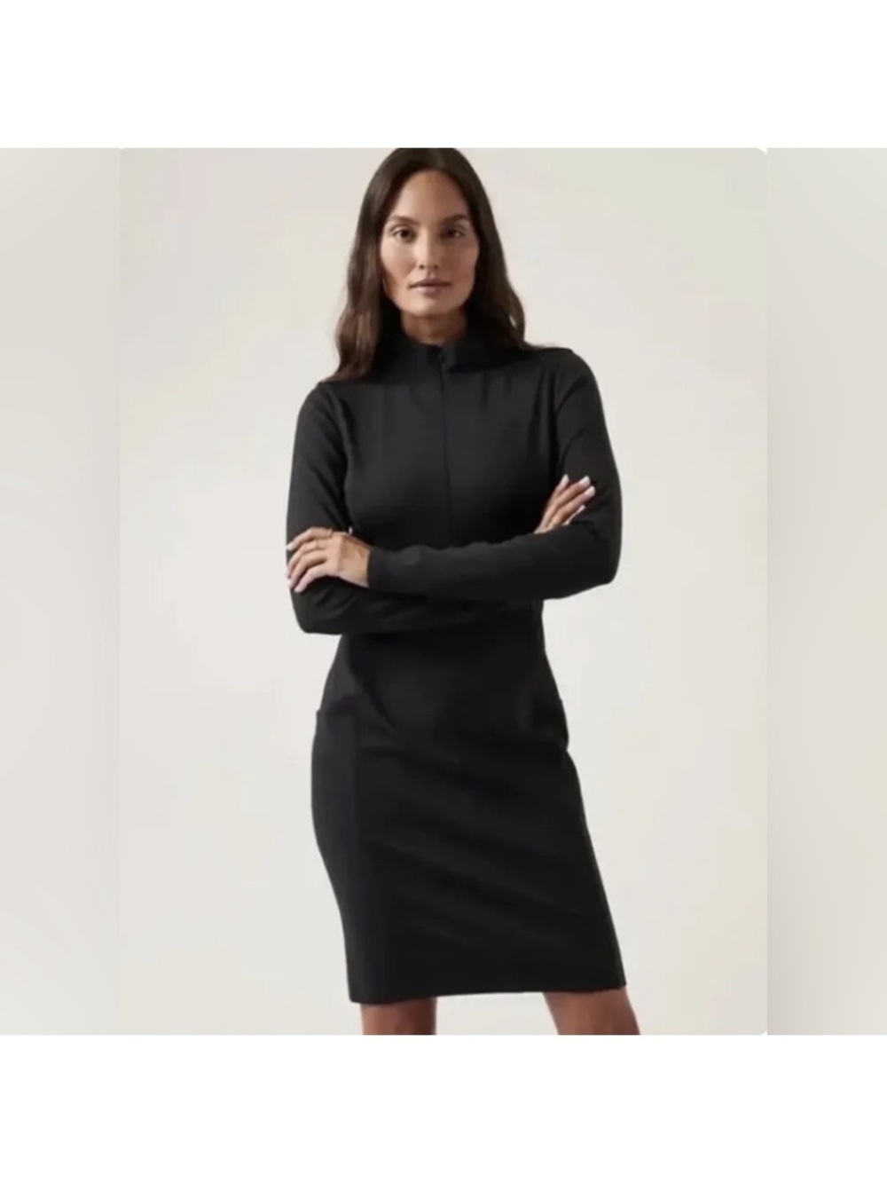 Athleta Black Long-Sleeve Zip-Neck Dress 3xl!